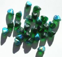 25 8mm Matte Emerald AB Glass Shell Beads